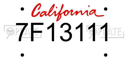 7F13111 California License Plate