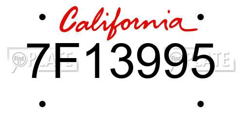 7F13995 California License Plate