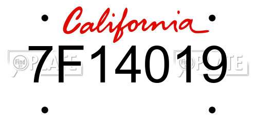 7F14019 California License Plate