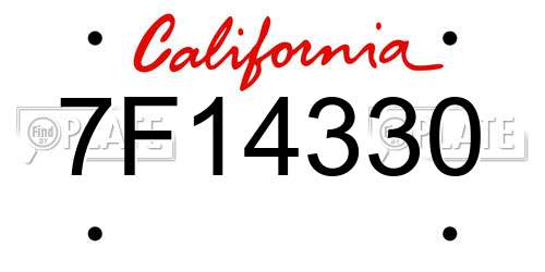 7F14330 California License Plate