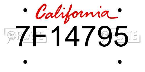 7F14795 California License Plate