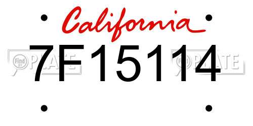 7F15114 California License Plate