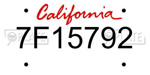 7F15792 California License Plate
