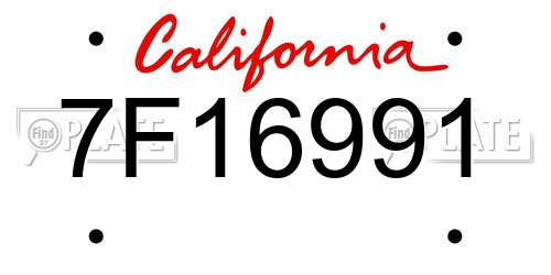 7F16991 California License Plate
