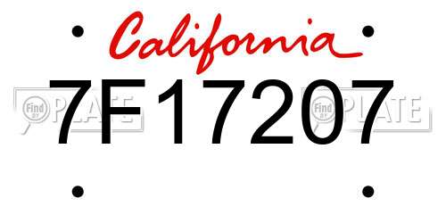7F17207 California License Plate