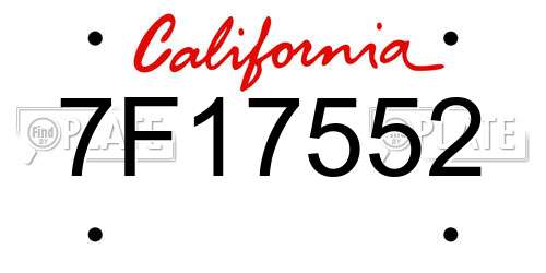 7F17552 California License Plate