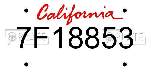 7F18853 California License Plate