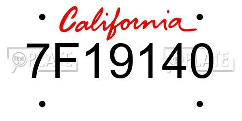 7F19140 California License Plate