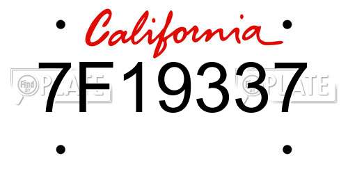 7F19337 California License Plate