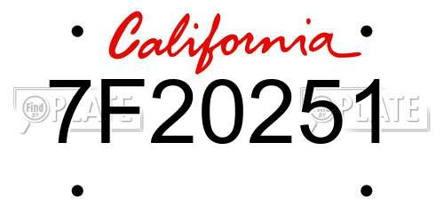 7F20251 California License Plate