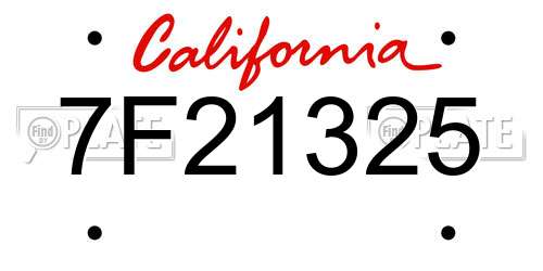7F21325 California License Plate