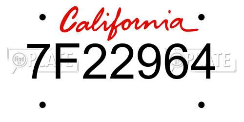 7F22964 California License Plate