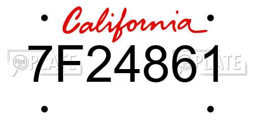 7F24861 California License Plate