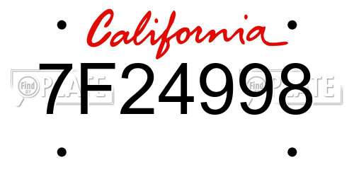 7F24998 California License Plate