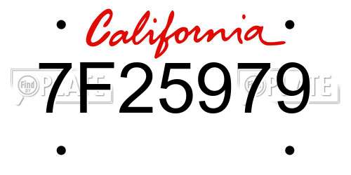 7F25979 California License Plate