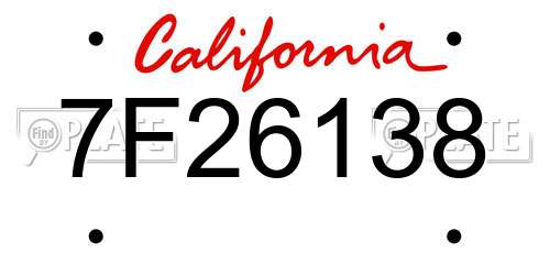 7F26138 California License Plate