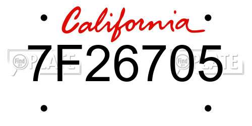 7F26705 California License Plate