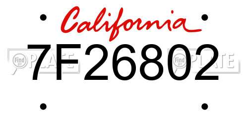 7F26802 California License Plate