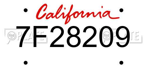 7F28209 California License Plate