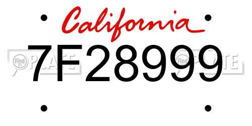 7F28999 California License Plate