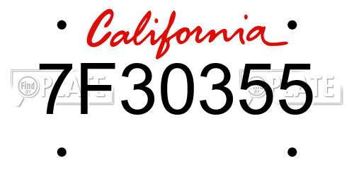 7F30355 California License Plate