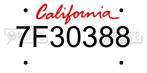 7F30388 California License Plate