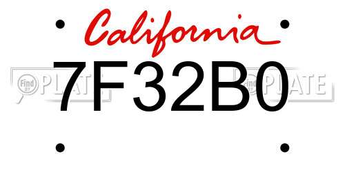 7F32B0 California License Plate