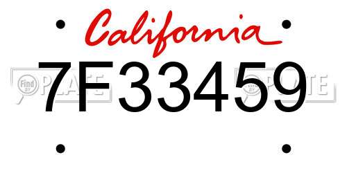 7F33459 California License Plate