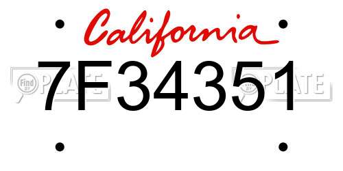 7F34351 California License Plate