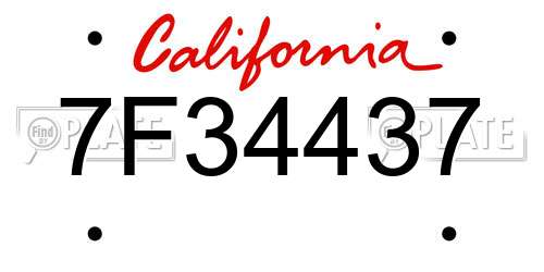 7F34437 California License Plate