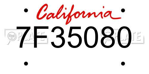 7F35080 California License Plate