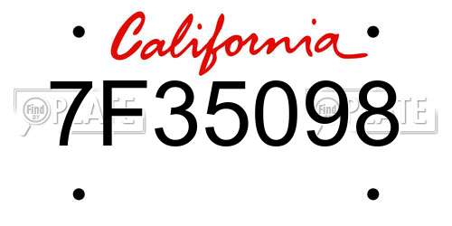 7F35098 California License Plate