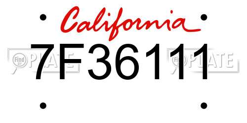 7F36111 California License Plate