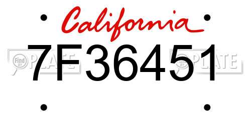 7F36451 California License Plate