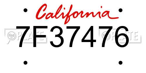 7F37476 California License Plate