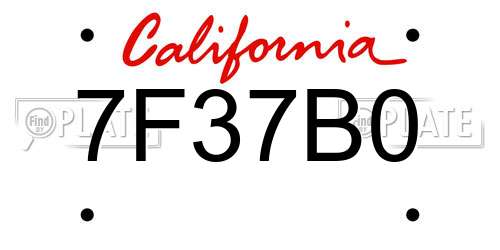 7F37B0 California License Plate
