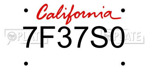 7F37S0 California License Plate