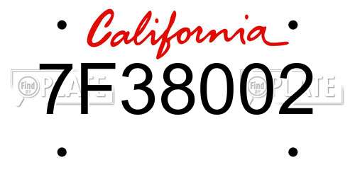 7F38002 California License Plate