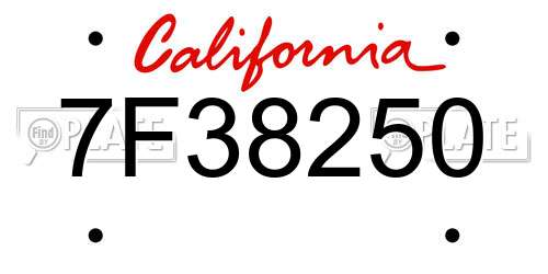 7F38250 California License Plate