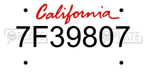 7F39807 California License Plate