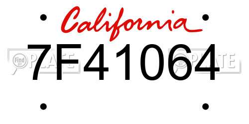 7F41064 California License Plate