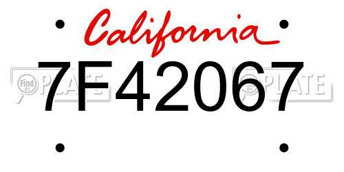 7F42067 California License Plate