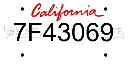 7F43069 California License Plate