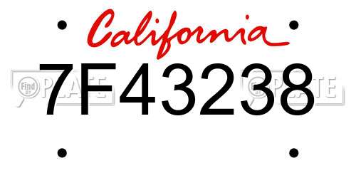7F43238 California License Plate