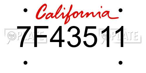 7F43511 California License Plate