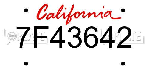 7F43642 California License Plate