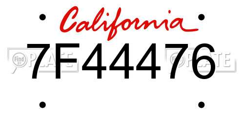 7F44476 California License Plate