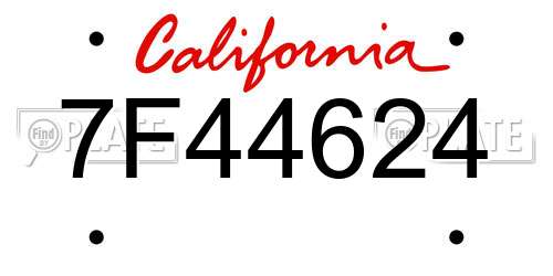 7F44624 California License Plate