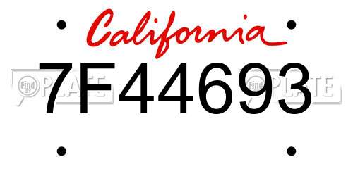 7F44693 California License Plate