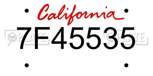 7F45535 California License Plate